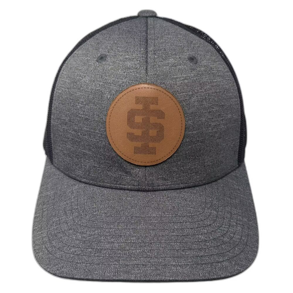 Team 365 Trucker Hat Gray Black OS Snapback Mesh Adjustable Logo Leather Patch